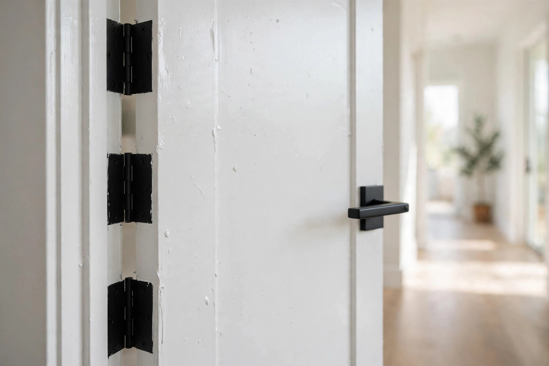 Interior door with new hardware